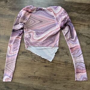 Mesh Crop Top Long Sleeve S Groovy Purple SHEIN Cover Up Rave Open Back Small